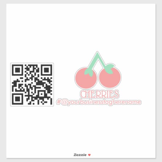 QR Code Cherries Firmenname Auto Decal Aufkleber (Blatt)