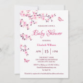 QR-Code | Cherry Blossom | Babydusche Einladung (Vorderseite)