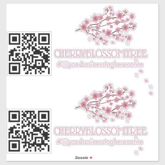 QR Code Cherry Blossom Firmenname Auto Decal Aufkleber (Blatt)