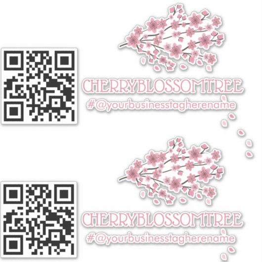 QR Code Cherry Blossom Firmenname Auto Decal Aufkleber (Vorderseite)