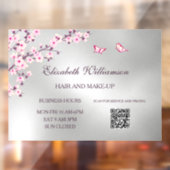 QR-Code | Cherry Blossom Pink Silver Salon Fensteraufkleber (Blatt 2)