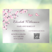 QR-Code | Cherry Blossom Pink Silver Salon Fensteraufkleber (Blatt 3)