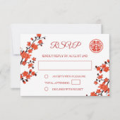 QR-Code | Cherry Blossom Red UAWG Chinese Wedding RSVP Karte (Vorderseite)