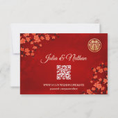 QR-Code | Cherry Blossom Red UAWG Chinese Wedding RSVP Karte (Rückseite)