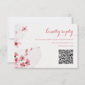 QR Code Cherry Blossom Wedding RSVP Karte (Vorderseite)