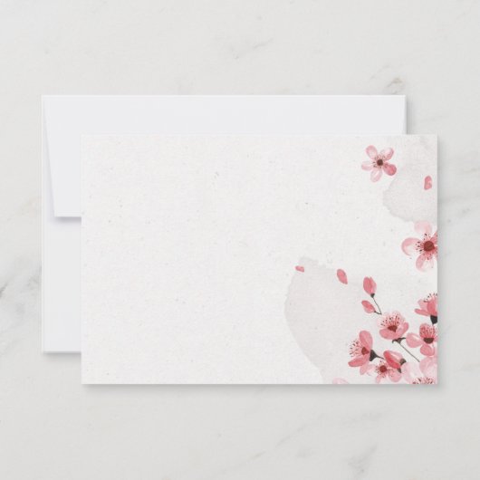 QR Code Cherry Blossom Wedding RSVP Karte (Rückseite)