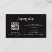 QR Code | Cherry Blossoms Pink Black Marble Visitenkarte (Rückseite)