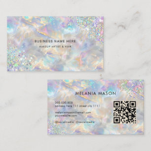 QR-Code Chic Holografischer Glitter Irisierend Opa Visitenkarte