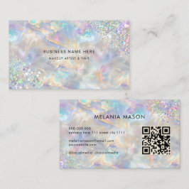 QR Code Chic Holographic Glitzer Irediscent Opal Visitenkarte