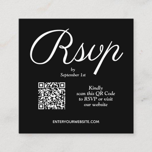 QR Code Chic Script Hochzeit Begleitkarte (Vorderseite)