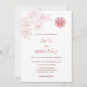 QR-Code | Chinesische Hochzeit mit Blumenrot Einladung (Vorderseite)