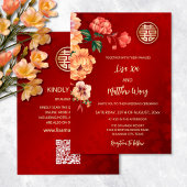 QR-Code | Chinesische Hochzeit mit Peony Einladung
