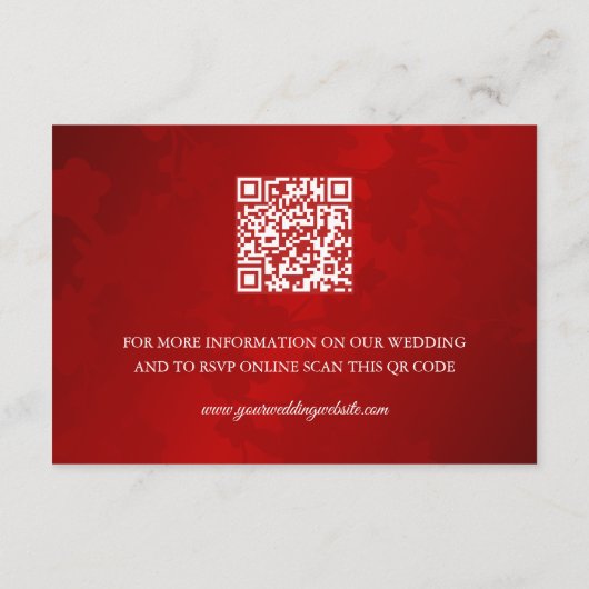 QR-Code | Chinesische Hochzeit mit weißem Kirschbl Begleitkarte (Rückseite)