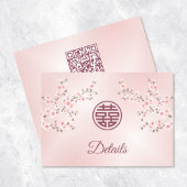 QR-Code | Chinesische Hochzeitsstimmung rosa Detai Begleitkarte