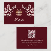 QR-Code | Chinesische Hochzeitsstimmung rosa Detai Begleitkarte (Vorne/Hinten)