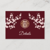 QR-Code | Chinesische Hochzeitsstimmung rosa Detai Begleitkarte (Vorderseite)