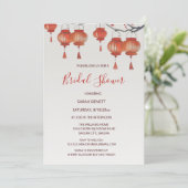 QR-Code | Chinesisches Laternen-Brautparty Einladung (Stehend Vorderseite)