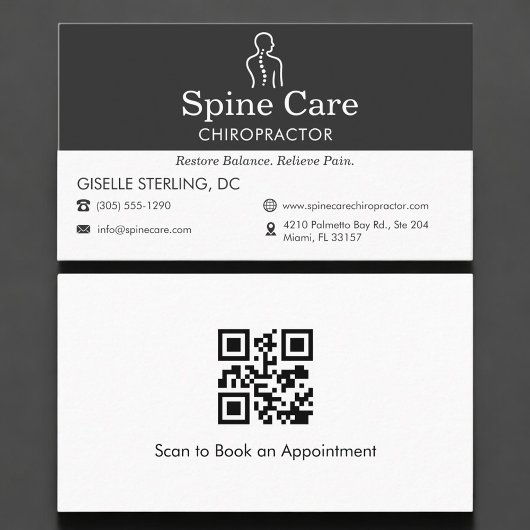 QR Code Chiropractor Office Spine Logo Visitenkarte