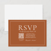 QR Code Classic Elegant Burnt Orange Script RSVP Karte (Vorne/Hinten)