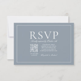 QR Code Classic Elegant Dusty Blue Script UAWG RSVP Karte