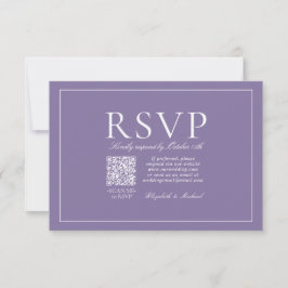 QR Code Classic Elegant Lilac Lavender Script RSVP Karte