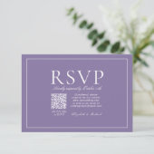 QR Code Classic Elegant Lilac Lavender Script RSVP Karte (Stehend Vorderseite)