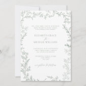 QR Code Classic Formal Elegante Sage Green Wedding Einladung (Vorderseite)