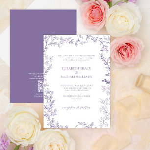 QR Code Classic Formal Eleganter Lavendel Wedding Einladung