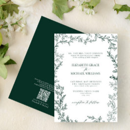 QR Code Classic formale Smaragdgrüne Hochzeit Einladung