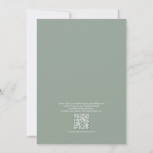 QR Code Classic Sage Green Script Monogram Wedding Einladung (Rückseite)