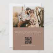 QR Code Classic Wappen Mocha Brown Foto Wedding Einladung (Rückseite)