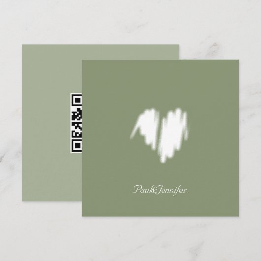 Qr Code Clean monochrome klassische Graffiti-Herz Dankeskarte (Vorne/Hinten)