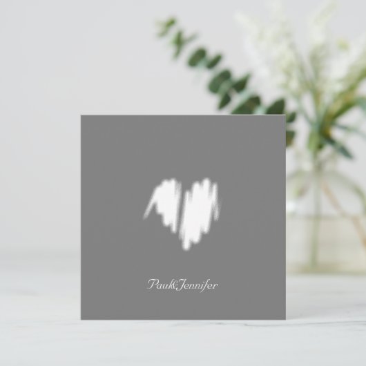 Qr Code Clean monochrome klassische Graffiti-Herz Dankeskarte (Stehend Vorderseite)