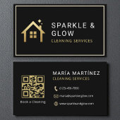 QR Code Clearing Services Black Gold Minimalistisc Visitenkarte