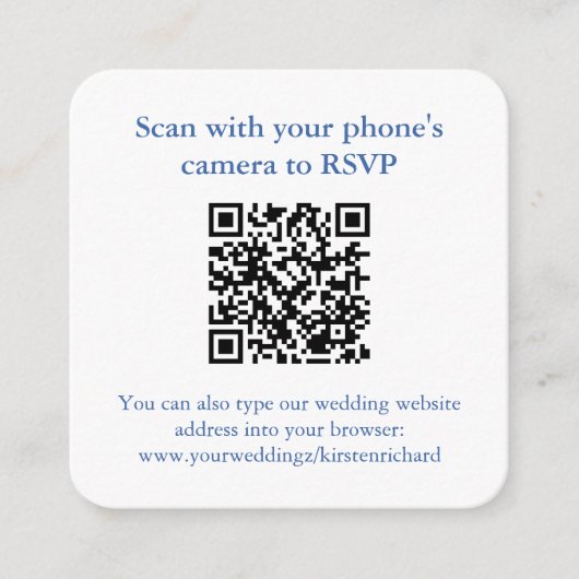 QR Code Coast Blue and White Wappen Wedding RSVP Begleitkarte (Vorderseite)