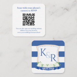 QR Code Coast Blue and White Wappen Wedding RSVP Begleitkarte