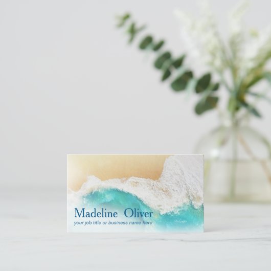 QR Code Coast Ocean Beach Moderne Wasserfarbe Visitenkarte (Stehend Vorderseite)