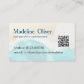 QR Code Coast Ocean Beach Moderne Wasserfarbe Visitenkarte (Rückseite)