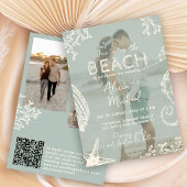QR code coastal beach destination wedding Einladung
