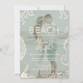 QR code coastal beach destination wedding Einladung (Vorderseite)