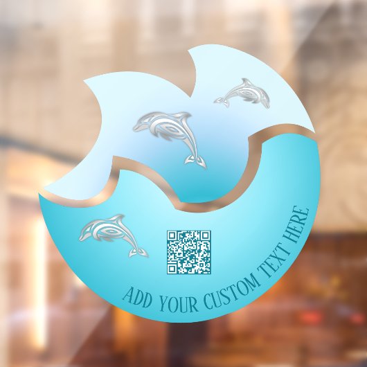 QR-Code | Coastal Blue Wave Delphine Window Clonin Fensteraufkleber (Blatt 2)