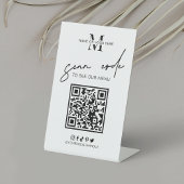 QR Code Coffee Shop Menü Minimal Schwarz-weiße Log Sockelschild