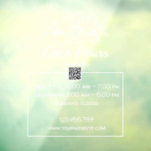 QR Code Coffeeshop Open-Std-Zeichen-Aufkleber Fensteraufkleber (Blatt 3)