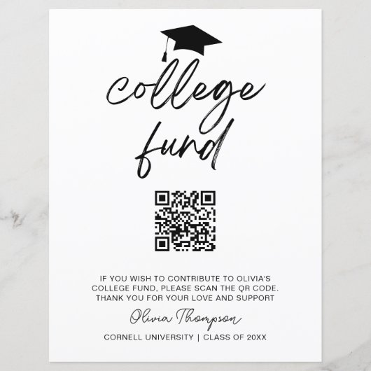 QR Code Collage Fund Graduation Party Sign (Vorderseite)