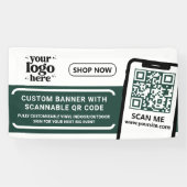 QR Code Company Logo Green Indoor Vinyl Banner (Horizontal)
