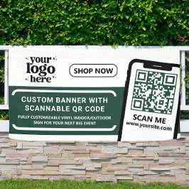 QR Code Company Logo Green Indoor Vinyl Banner