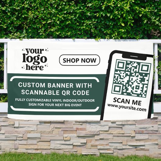 QR Code Company Logo Green Indoor Vinyl Banner