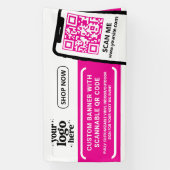 QR Code Company Logo Hot Pink Indoor Vinyl Banner (Vertikal)