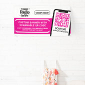 QR Code Company Logo Hot Pink Indoor Vinyl Banner (InSitu)