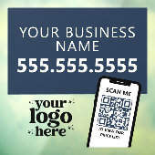 QR Code Company Logo Modern Minimalistisch Navy Bl Fensteraufkleber (Blatt 3)